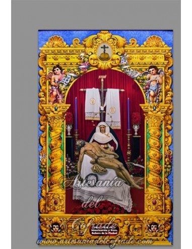 Azulejo rectangular con la Virgen de la Piedad (Cofradía del Baratillo de Sevilla)