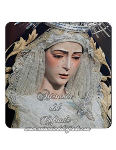 Imán cuadrado de plastico de la Virgen del Rocio de Sevilla, solo en venta en nuestra tienda cofrade