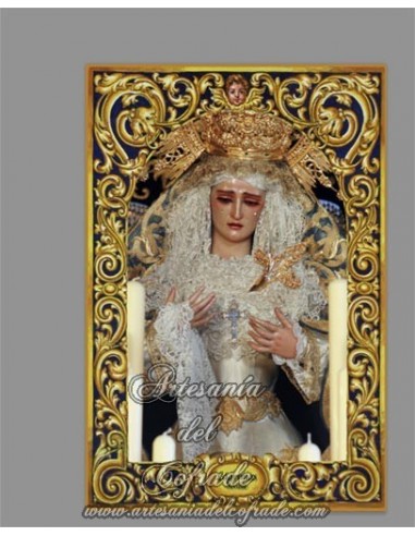 Azulejo rectangular con la Virgen de las Lágrimas de Sevilla (Cofradía de la Exaltación) solo en venta en nuestra tienda cofrade
