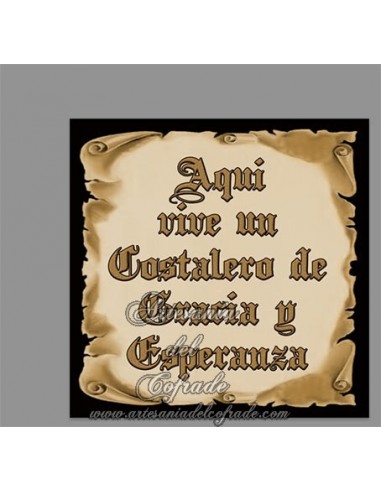 Se vende esta cerámica cuadrada de Aquí vive un Costalero de Gracia y Esperanza, solo en nuestra tienda cofrade