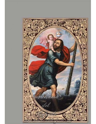 Precioso azulejo rectangular de San Cristóbal para decoración en interior en venta en tu tienda religiosa online.