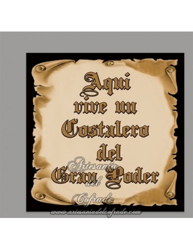 Se vende esta cerámica cuadrada de Aquí vive un Costalero del Gran Poder, solo en nuestra tienda cofrade