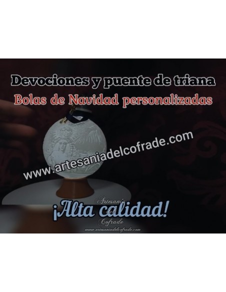 En venta bola Navidad en Litofania 3d de la Virgen de la Esperanza de Sevilla solo en nuestra tienda cofrade