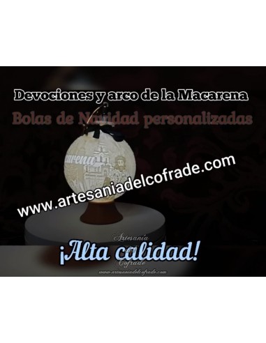 En venta bola Navidad en Litofania 3d de la Virgen de la Esperanza de Sevilla solo en nuestra tienda cofrade