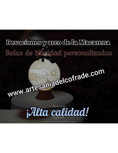 En venta bola Navidad en Litofania 3d de la Virgen de la Esperanza de Sevilla solo en nuestra tienda cofrade