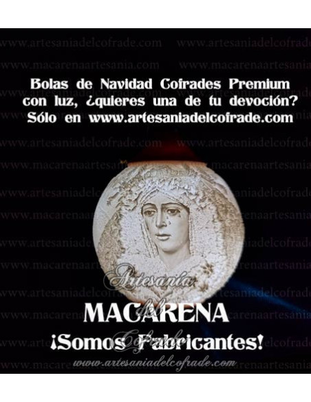 En venta bola Navidad Premium de la Virgen de la Macarena de Sevilla, solo en nuestra tienda cofrade