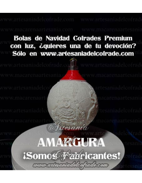 En venta bola Navidad Premium de la Virgen de la Amargura de Sevilla, solo en nuestra tienda cofrade