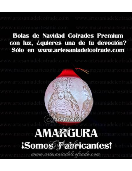 En venta bola Navidad Premium de la Virgen de la Amargura de Sevilla, solo en nuestra tienda cofrade