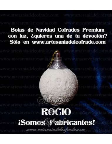 En venta bola Navidad Premium de la Virgen del Rocío de Almonte, solo en nuestra tienda cofrade
