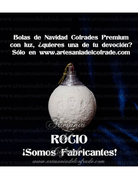 En venta bola Navidad Premium de la Virgen del Rocío de Almonte, solo en nuestra tienda cofrade