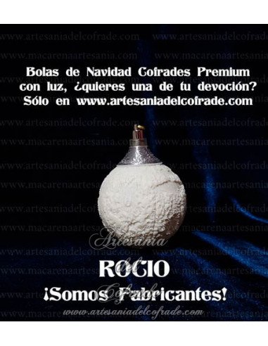 En venta bola Navidad Premium de la Virgen del Rocío de Almonte, solo en nuestra tienda cofrade