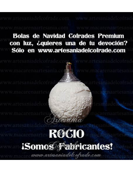 En venta bola Navidad Premium de la Virgen del Rocío de Almonte, solo en nuestra tienda cofrade
