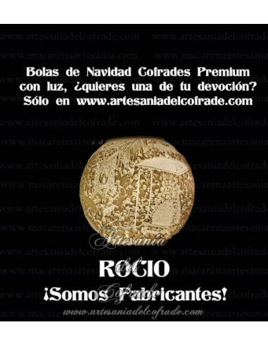 En venta bola Navidad Premium de la Virgen del Rocío de Almonte, solo en nuestra tienda cofrade
