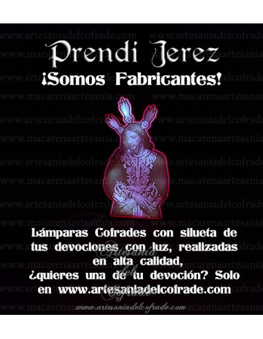 En venta esta Lampara con silueta del cristo del Prendimiento de Jerez. Solo en venta en nuestra tienda cofrade.