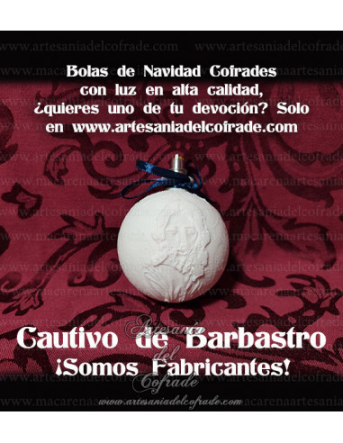 En venta bola Navidad en Litofania 3d de Jesús Cautivo de Barbastro solo en nuestra tienda cofrade