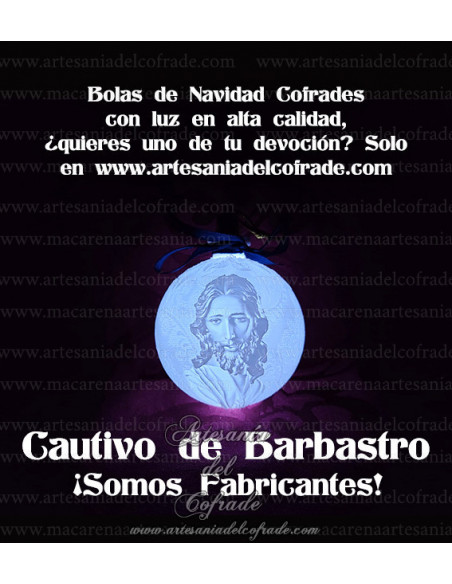 En venta bola Navidad en Litofania 3d de Jesús Cautivo de Barbastro solo en nuestra tienda cofrade