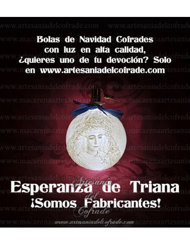 En venta bola Navidad en Litofania 3d de la Virgen de la Esperanza de Triana solo en nuestra tienda cofrade