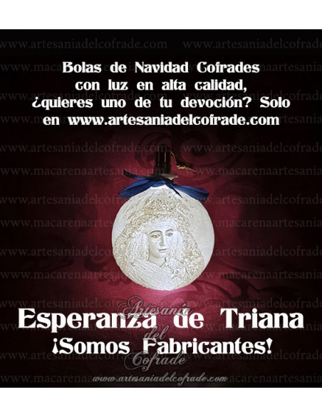 En venta bola Navidad en Litofania 3d de la Virgen de la Esperanza de Triana solo en nuestra tienda cofrade
