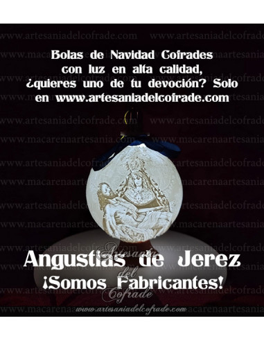 En venta bola Navidad en Litofania 3d de la Virgen de las Angustias de Jerez solo en nuestra tienda cofrade