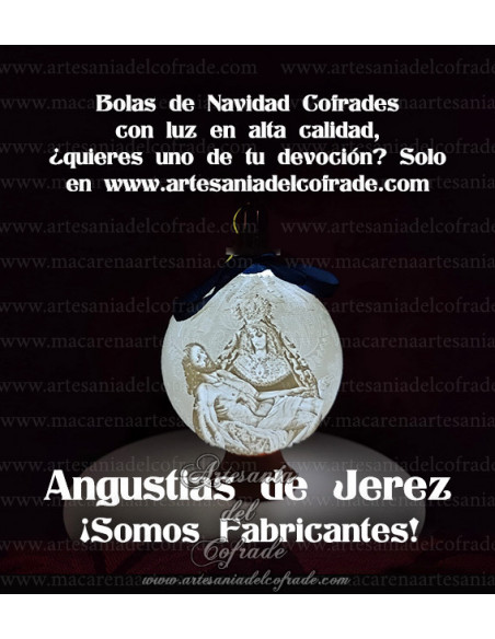 En venta bola Navidad en Litofania 3d de la Virgen de las Angustias de Jerez solo en nuestra tienda cofrade