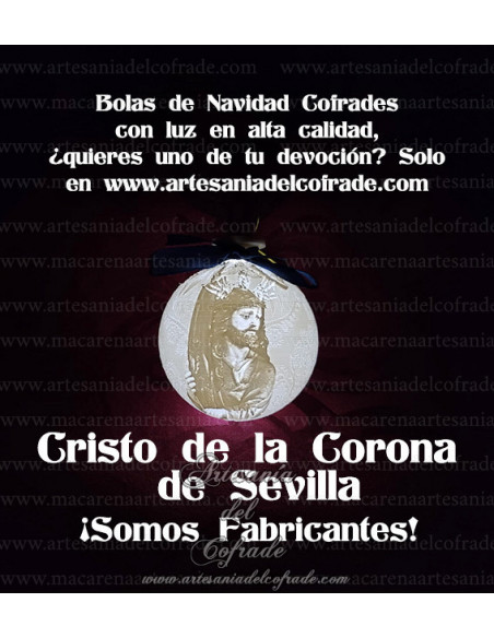 En venta bola Navidad en Litofania 3d del Cristo de la Corona de Sevilla solo en nuestra tienda cofrade