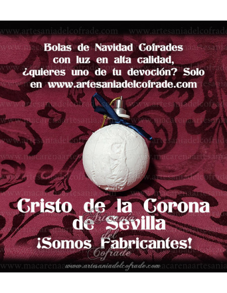 En venta bola Navidad en Litofania 3d del Cristo de la Corona de Sevilla solo en nuestra tienda cofrade