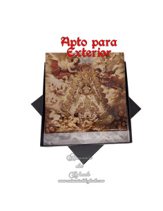 Azulejo de 14x14 cm para exterior de la Virgen del Rocío con ángeles - Patrona de Almonte
