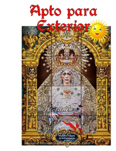 Retablo para exterior al sol de 12 azulejos de la Esperanza Macarena de Sevilla en venta en tu tienda Artesania del Cofrade