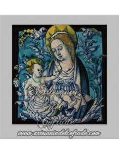 Precioso azulejo cuadrado de la virgen maria y el niño Jesús - Tienda de Articulos Religiosos