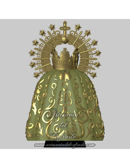 Cabezón Cofrade inspirado en la Virgen de la Macarena, impreso en 3D y policromado a mano con gran detalle.
