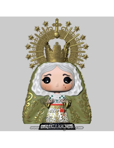 Cabezón Cofrade inspirado en la Virgen de la Macarena, impreso en 3D y policromado a mano con gran detalle.