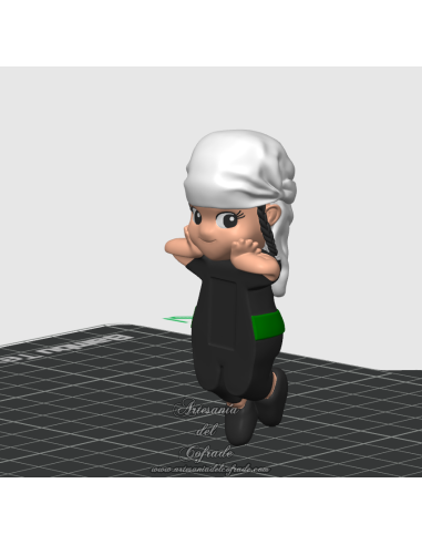 Figura Sony Costalerita con trenza morena, faja verde y costal blanco – Artesanía del Cofrade