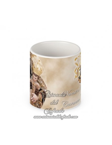 Taza con fotografia de la virgen del Carmen de Cádiz