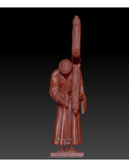 Detalle de la figura en resina del Señor de Pasión con la cruz, lista para pintar.