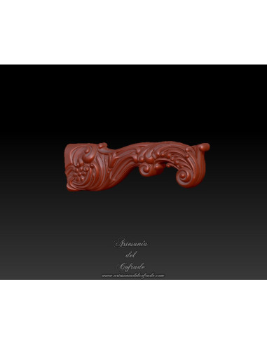 Manigueta barroca de 5 cm para modelismo cofrade, impresa en 3D.