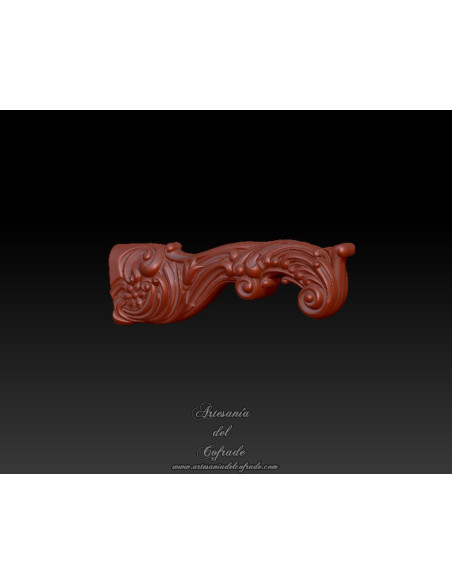 Manigueta barroca de 5 cm para modelismo cofrade, impresa en 3D.