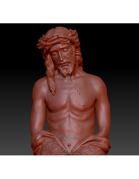 Detalle del rostro de Jesús inspirado en la Hermandad de San Benito
