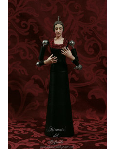 Virgen de vestir 30 cm Mod. S14F artesanía cofrade en negro y burdeos