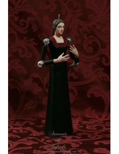 Virgen de vestir 30 cm Mod. S14F artesanía cofrade en negro y burdeos 2