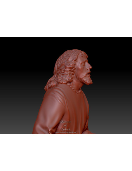 Detalle del rostro del Cristo Oración en el Huerto Monte-Sión en impresión 3D
