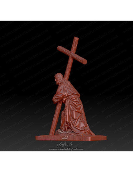 Figura de modelismo cofrade con cruz inspirada en el Cristo de la Corona