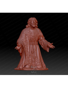 Figura 3D para pintar inspirada en el Cristo de Montesión con túnica bordada y mantolín bordado