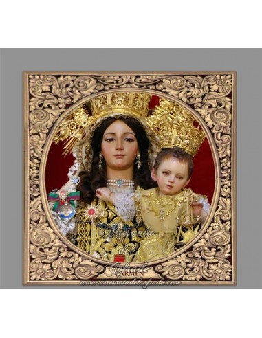 Azulejo con greca cuadrado de la Virgen del Carmen Málaga