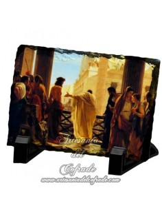 Pizarra rectangular de Jesús presentado al pueblo.