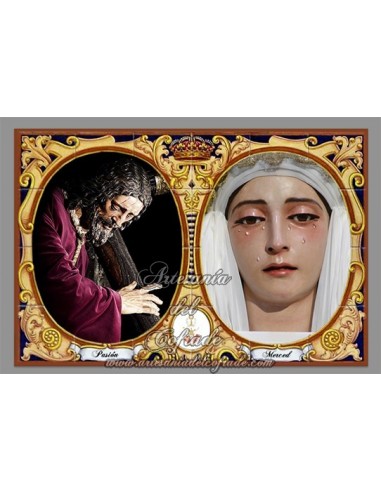 Azulejo rectangular con Jesús de la Pasión y la Virgen de la Merced.