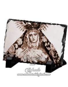 Pizarra rectangular con foto antigua de la virgen de la Hiniesta de Sevilla