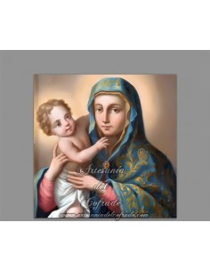Azulejo cuadrado  de la Virgen Maria con el Niño