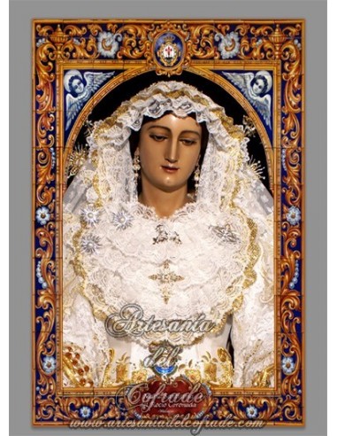 Precioso azulejo rectangula de la Virgen del Rocio (Málaga)