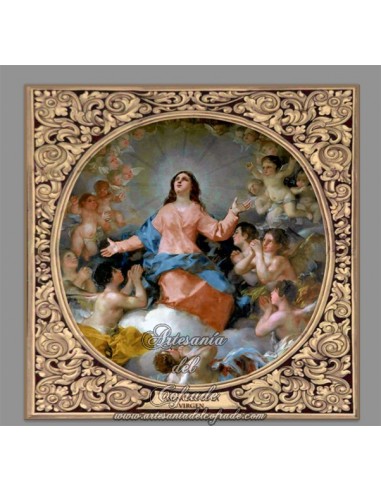 Bonito azulejo cuadrado de la Ascensión de la VIrgen Maria
