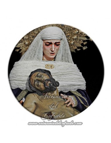 Imán redondo plastico de la Sagrada Mortaja de Sevilla